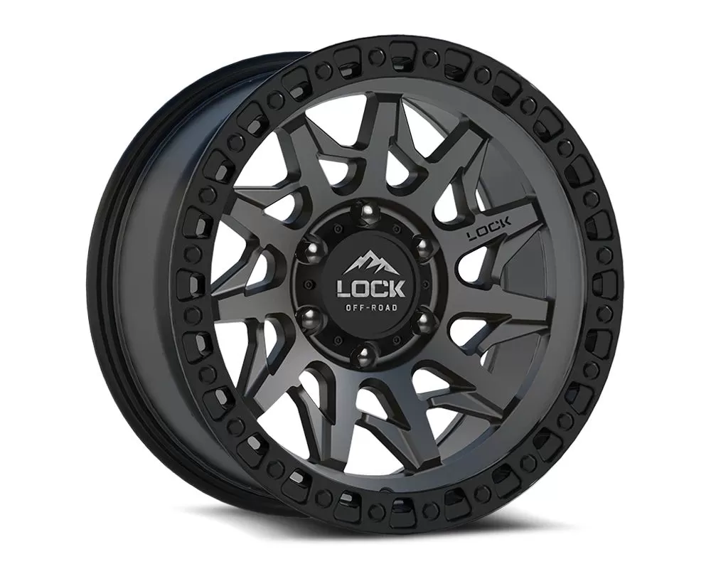 Lock Off-Road Lunatic Wheel 20x10 6x139.7 -18mm Matte Grey w/ Matte Black Ring - LUNATIC-2169MGMBR