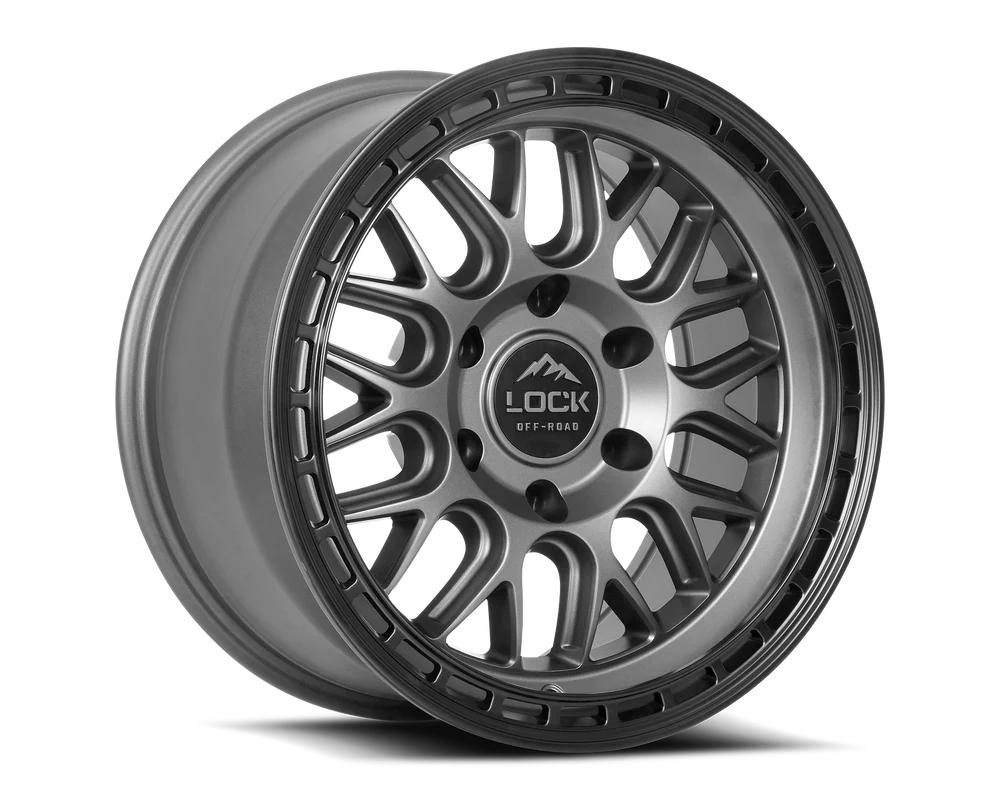 Lock Off-Road Onyx Wheel 17x9 6X139.7 -12mm Matte Grey w/ Matte Black Ring - ONYX-7969MGMBR12N