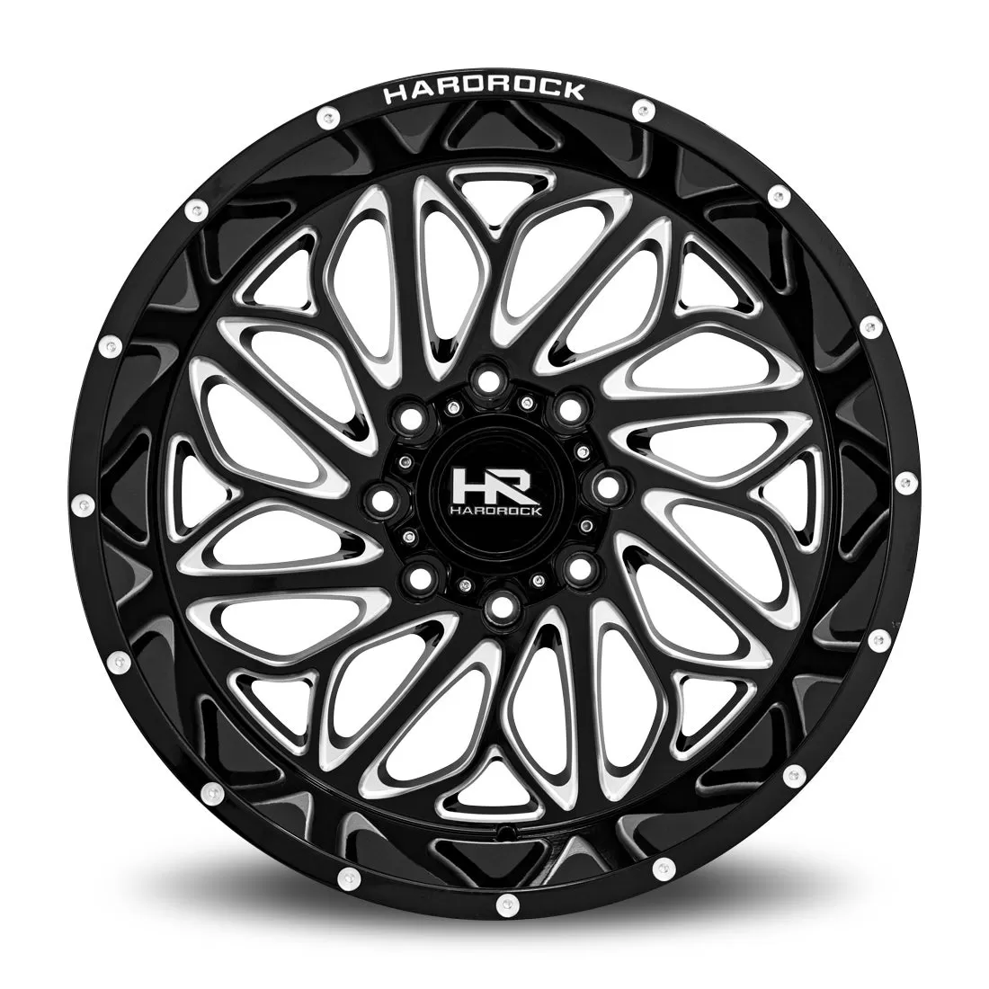 Hardrock Offroad BlackTop Xposed Aluminum Wheel 20x10 5x139.7 -19 87 Gloss Black Milled - H508-201085119BM