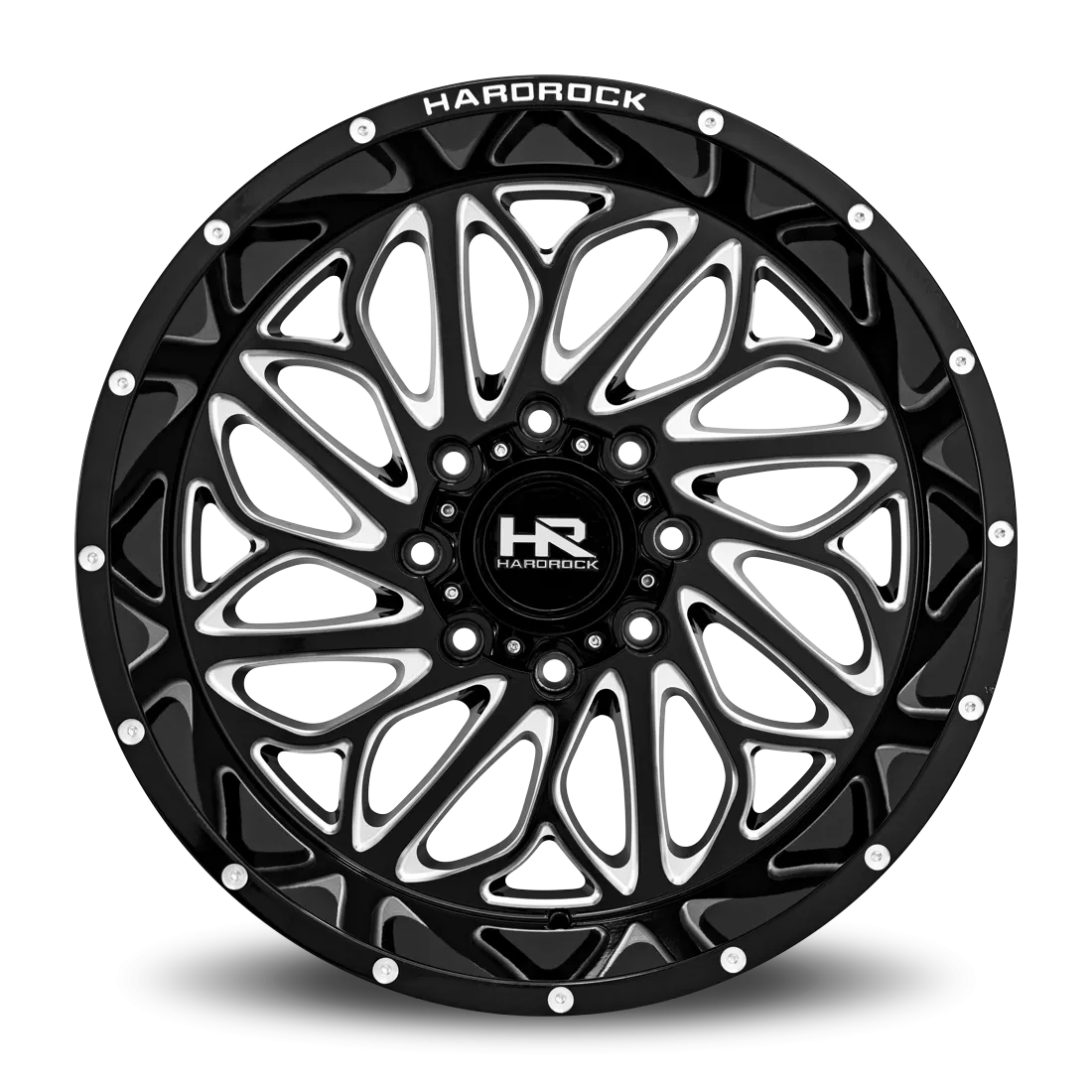 Hardrock Offroad BlackTop Xposed Aluminum Wheel 22x12 8x180 -51 124.3 Gloss Black Milled - H508-221278151BM