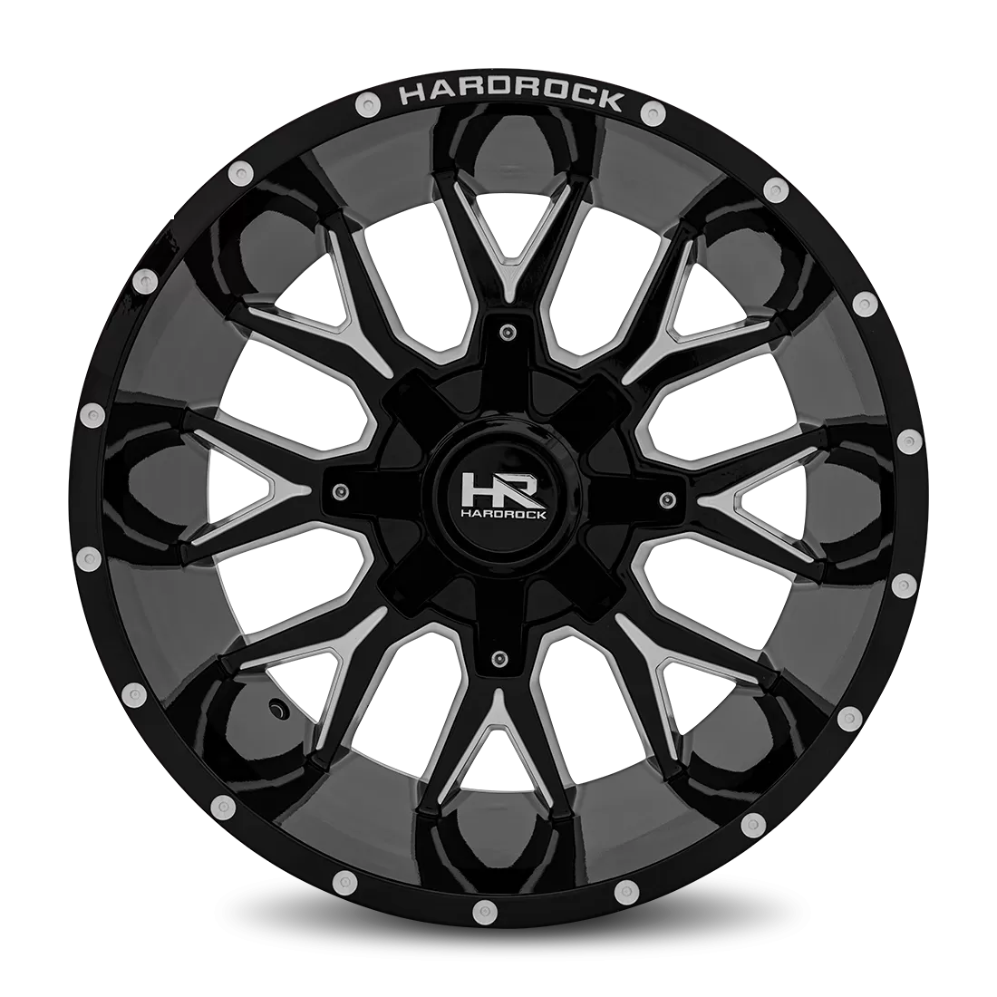 Hardrock Offroad Affliction Aluminum Wheel 20x12 8x180 -44 124.3 Gloss Black Milled - H700-201278144GBM