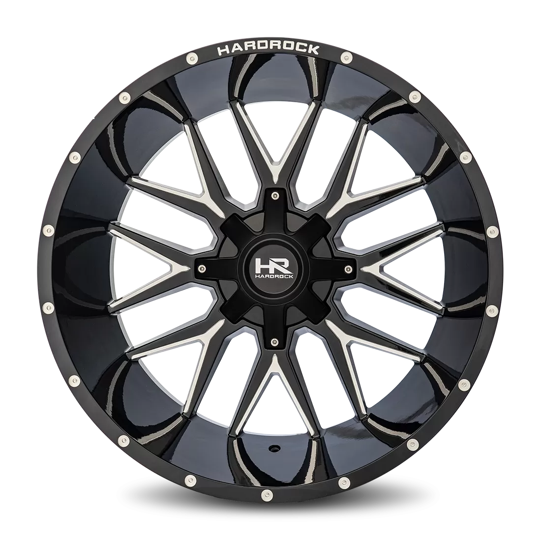 Hardrock Offroad Affliction Aluminum Wheel 24x14 5x127/139.7 -76 87 Gloss Black Milled - H700-241452176GBM