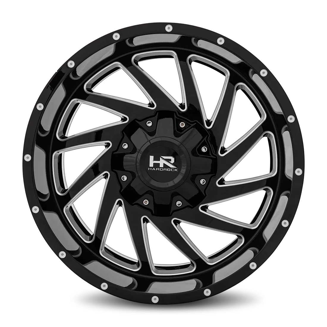 Hardrock Offroad Crusher Aluminum Wheel 20x10 8x180 -19 124.3 Gloss Black Milled - H704-201078119GBM