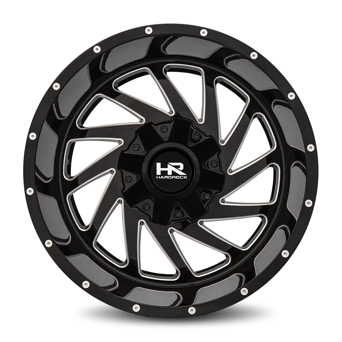 Hardrock Offroad Crusher Aluminum Wheel 20x12 8x180 -44 124.3 Gloss Black Milled - H704-201278044GBM