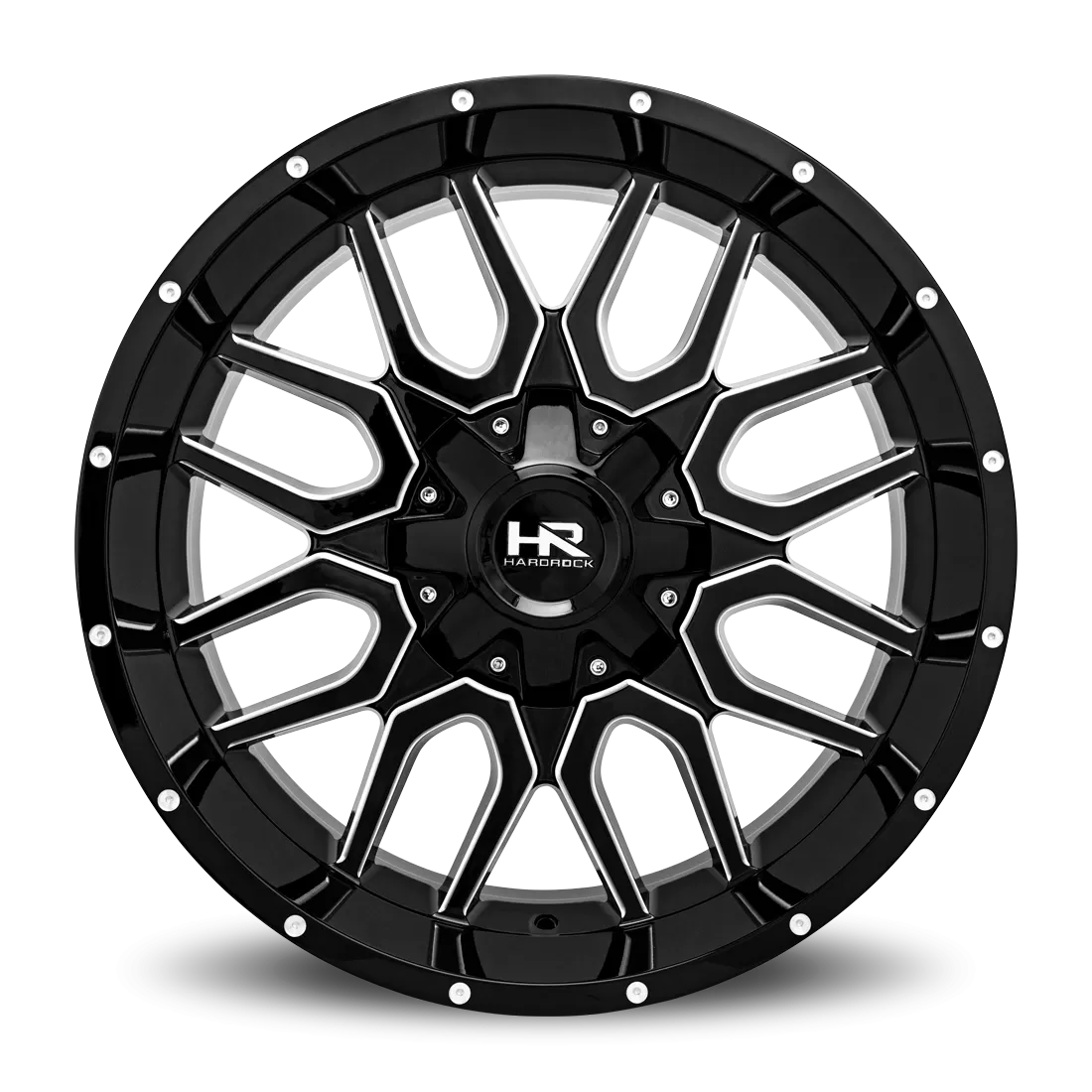 Hardrock Offroad Commander Aluminum Wheel 22x10 6x135/139.7 -25 108 Gloss Black Milled - H709-221037125GBM