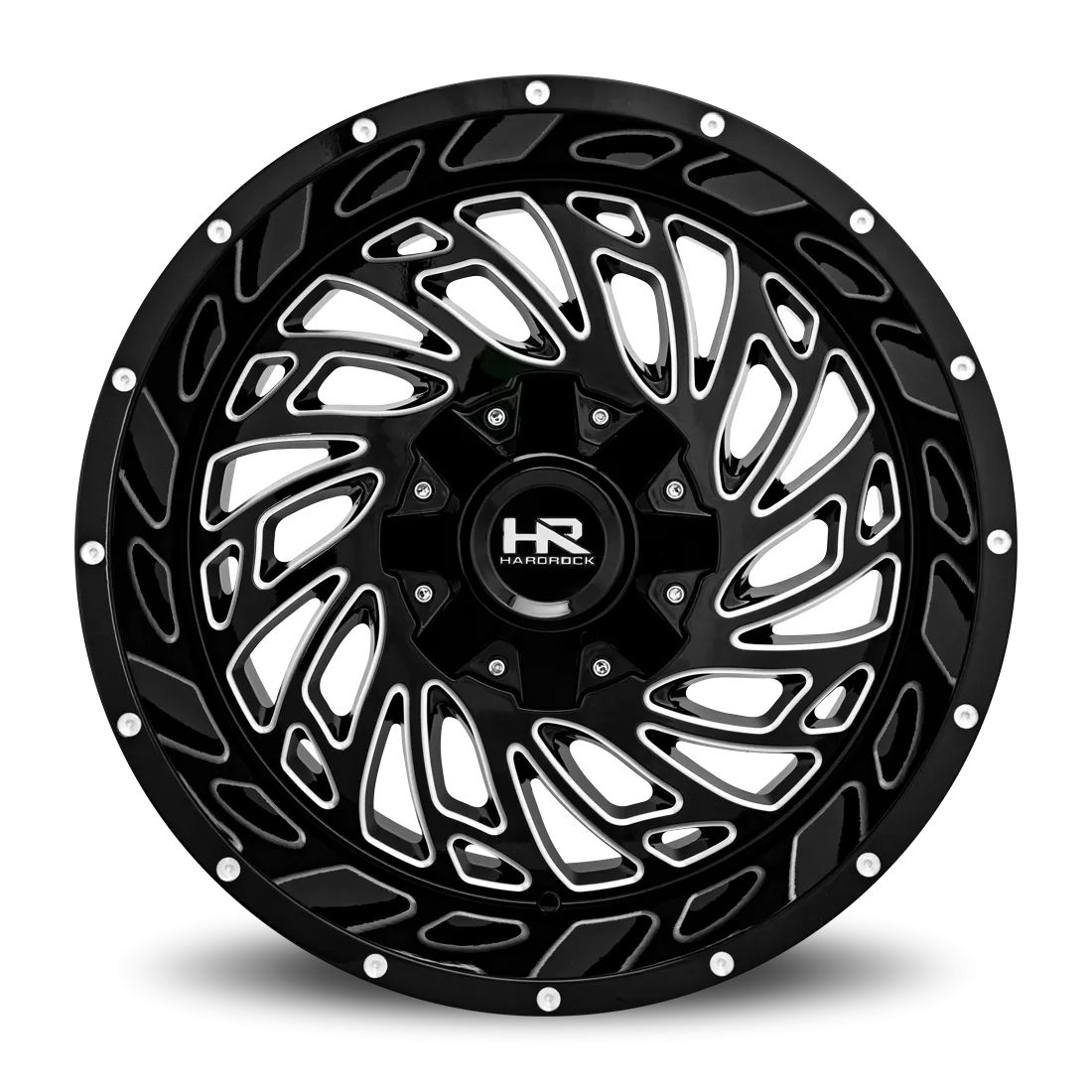 Hardrock Offroad Attack Aluminum Wheel 20x12 8x170 -51 125.2 Gloss Black Milled - H710-201270151GBM