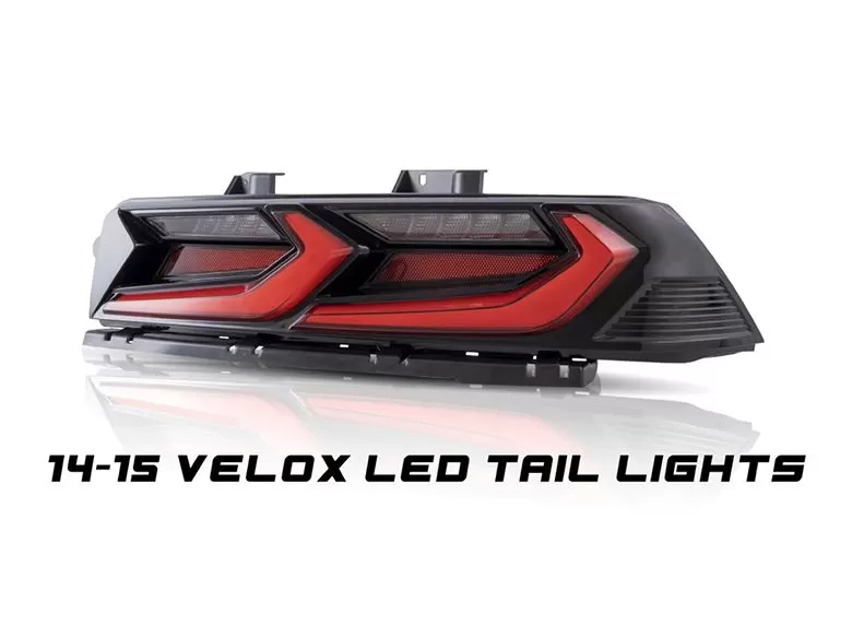 Auto Addict USA Velox LED Taillights Gloss Black/Red Lens Chevrolet Camaro 2014-2015 - AA_CMR_TL_VLX_14