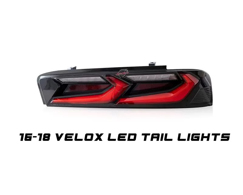 Auto Addict USA Velox LED Taillights Gloss Black/Red Lens Chevrolet Camaro 2016-2018 - AA_CMR_TL_VLX_16