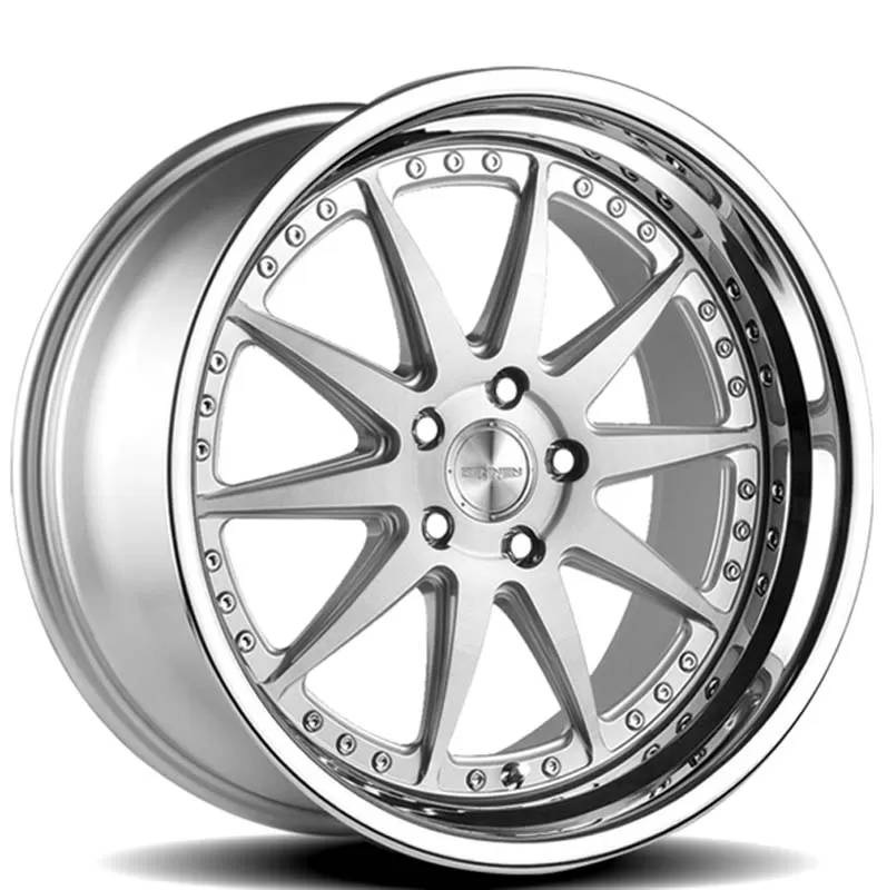 Rennen CSL-1 Wheel 19x8.5 5x108 15mm Silver Brushed w/Chrome Step Lip - SL119850F015CSX101