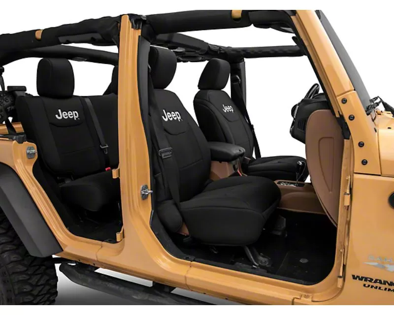Officially Licensed Jeep Black Custom Front Rear Seat Covers with Jeep Logo Jeep Wrangler JK 4Door 2013-2018 - J157733