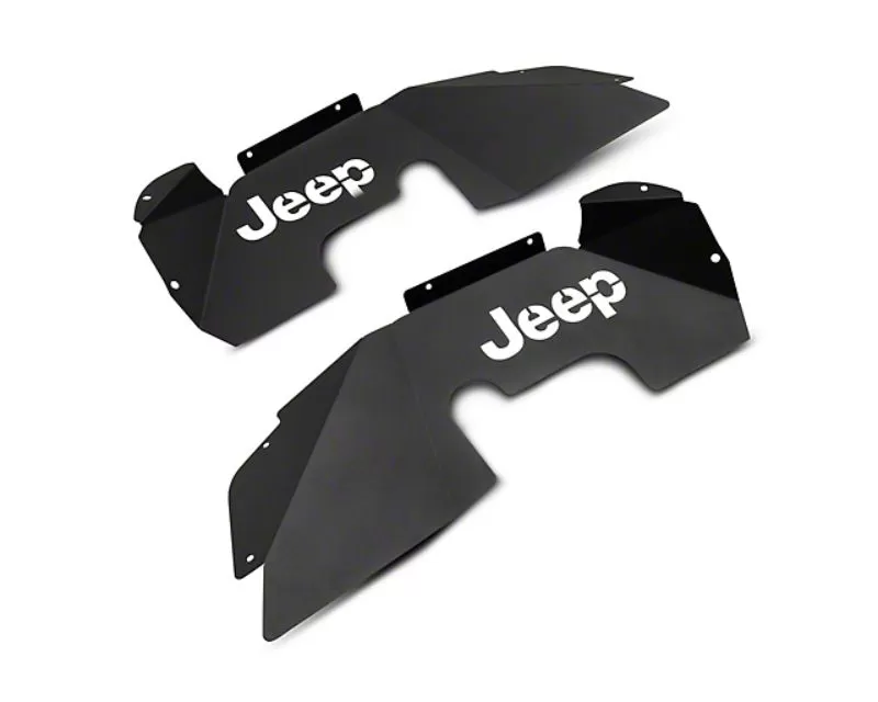Officially Licensed Jeep Front Aluminum Inner Fender Liners with Black Text Jeep Logo Jeep Wrangler JK 2007-2018 - J157737