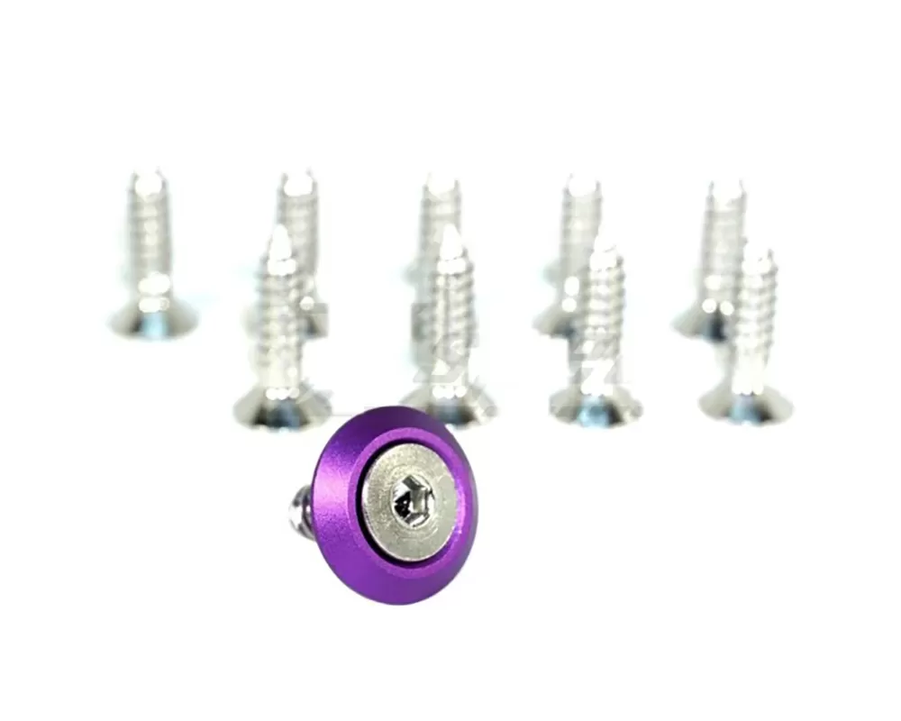 ZSPEC Design 10-Pack Gloss Purple Stainless & Billet M6x20mm Coarse Screw-Thread Fender Fastener Kit - 00843612127044