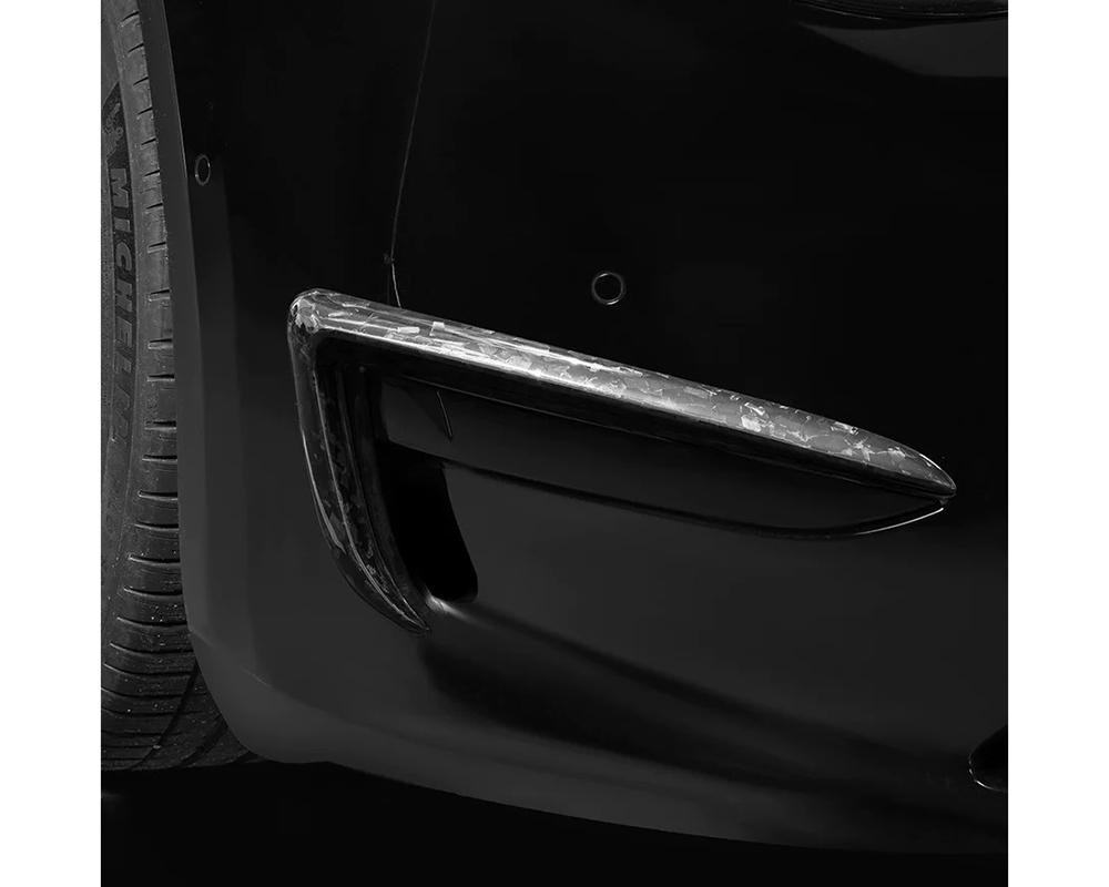 Carbonati Matte Black Real Molded Forged Carbon Fiber Fog Light Trim Frame Eyelid Tesla Model Y 2020+ - 930004