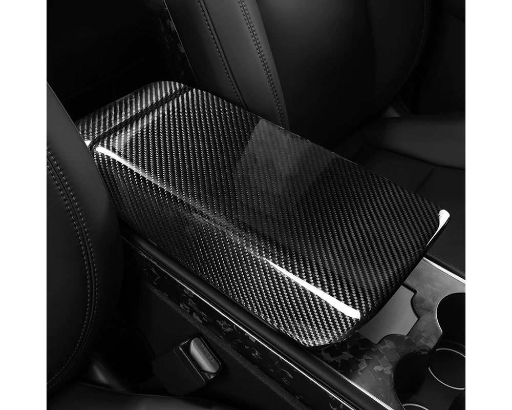 Carbonati Glossy Black Real Molded Dry Carbon Fiber Armrest Cover Tesla Model 3 | Model Y 2017+ - 930017