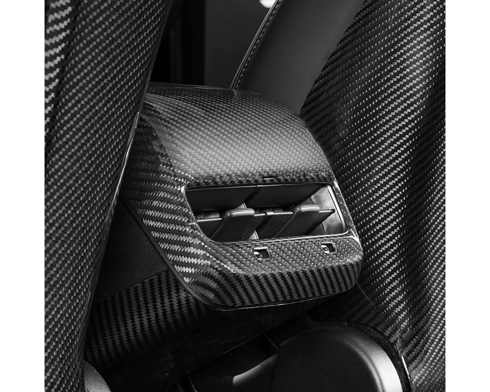 Carbonati Glossy Black Real Molded Dry Carbon Fiber Backseat Vent Cap Tesla Model 3 | Model Y 2017+ - 930033