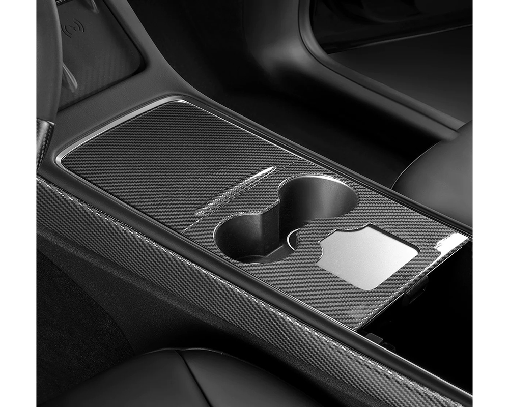Carbonati Glossy Black Real Molded Dry Carbon Fiber Centre Console Overlay Tesla Model 3 | Model Y 2017+ - 930041