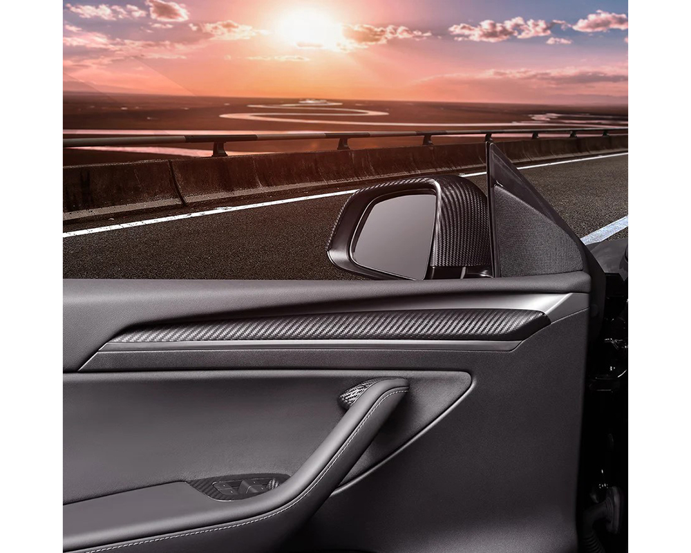 Carbonati Glossy Black Real Molded Dry Carbon Fiber Door Dashboard Extension Panel Tesla Model 3 | Model Y 2017+ - 930069