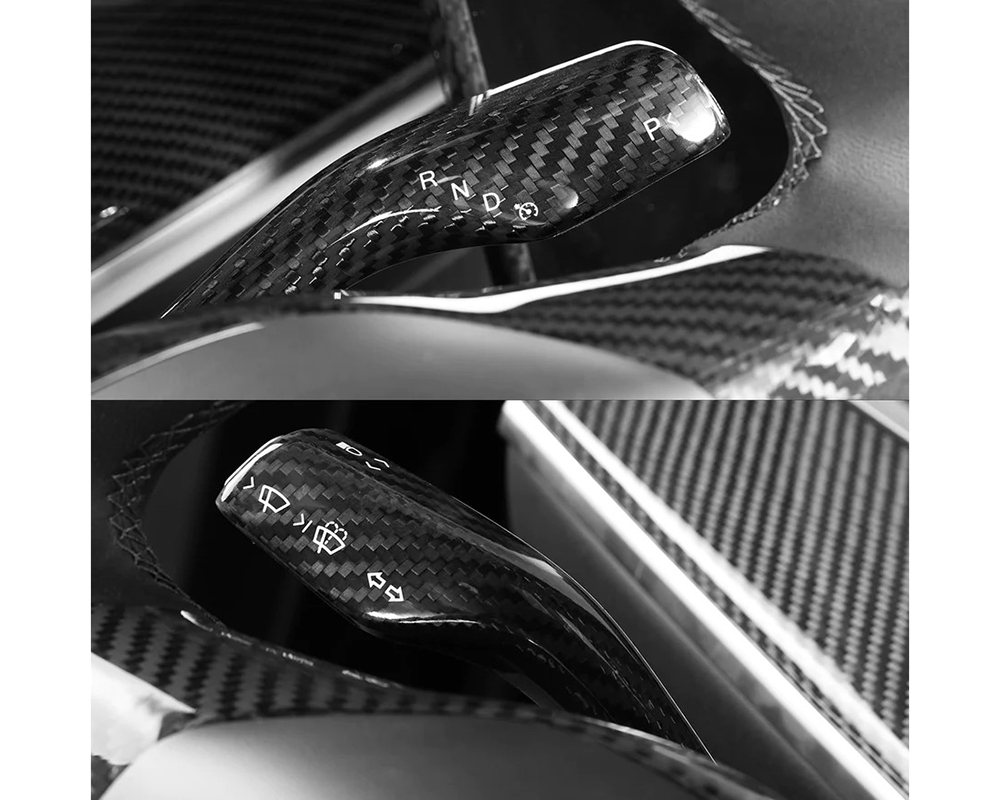 Carbonati Glossy Black Real Molded Dry Carbon Fiber Turn Signal & Wiper Stalk Covers Tesla Model 3 | Model Y 2017+ - 930093