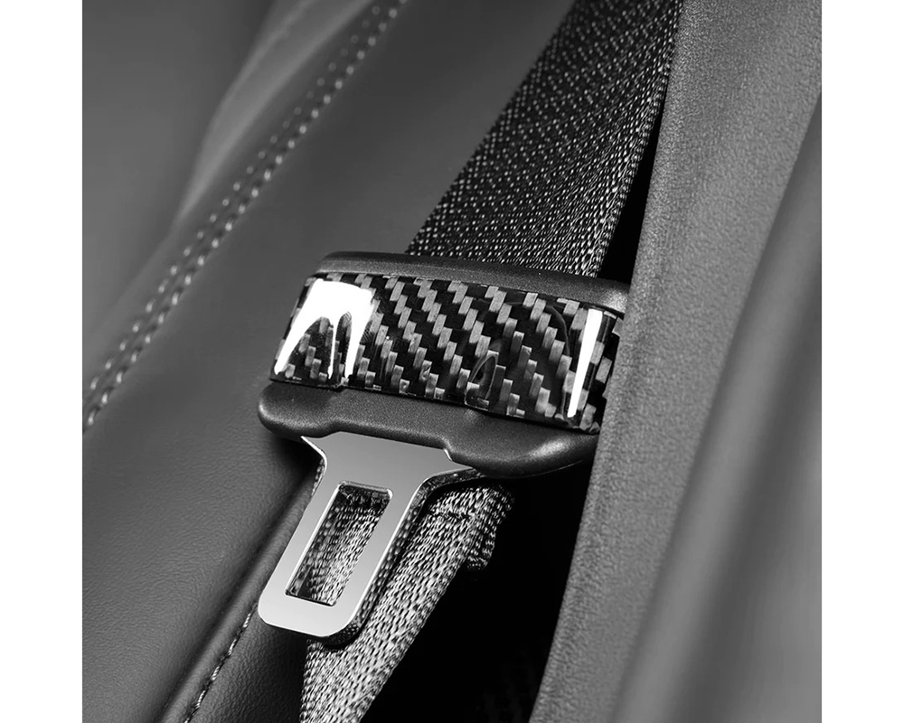 Carbonati Glossy Black Real Molded Dry Carbon Fiber Seat Belt Decorative Tesla Model 3 | Model Y 2017+ - 930133