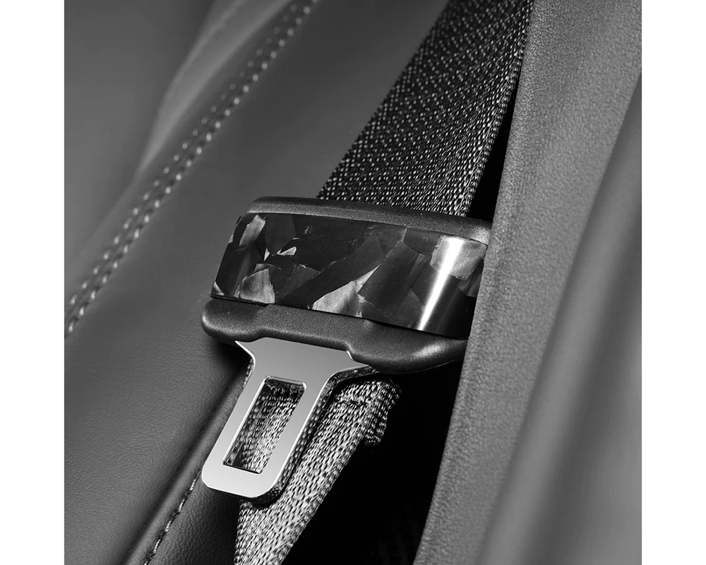 Carbonati Glossy Black Real Molded Forged Carbon Fiber Seat Belt Decorative Tesla Model 3 | Model Y 2017+ - 930138