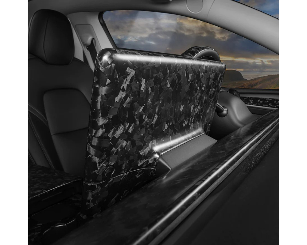 Carbonati Matte Black Real Molded Forged Carbon Fiber Display Shade Cover Tesla Model 3 | Model Y 2017+ - 930160
