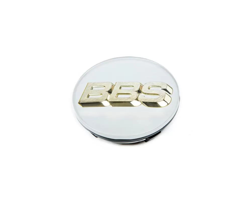 BBS 70.6mm White | Gold Center Cap (4-Tab) - 5624173