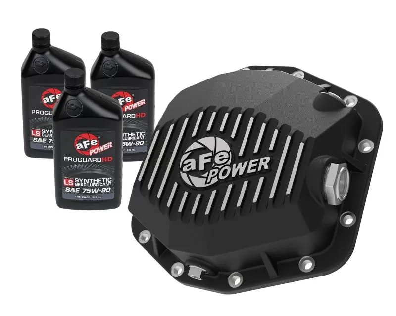 aFe POWER Differential Cover w/ Machined Fins| Gear Oil Black Pro Series Rear Ford Bronco L4-2.3L|V6-2.7L 2021-2023 - 46-71291B