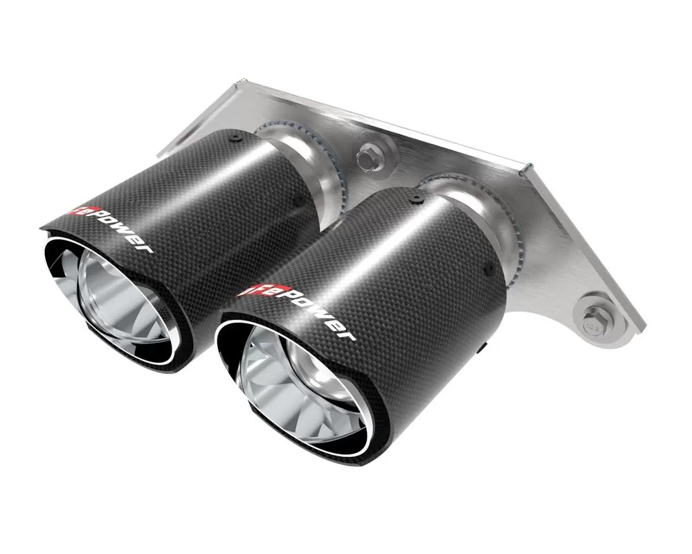 aFe POWER Mach Force-Xp 4" 304 Stainless Steel Bolt-On Exhaust Tips Carbon Fiber Black Porsche 991 | 991.2 GT3 2014-2019 - 49C36435-C