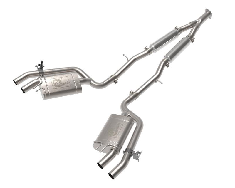 AFE Gemini XV 3 IN to Dual 2-1/2 IN 304 Stainless Steel Cat-Back Exhaust System with Cut-Out Kia Stinger Gas L4-2.5L t 2022-2023 - 49-37024