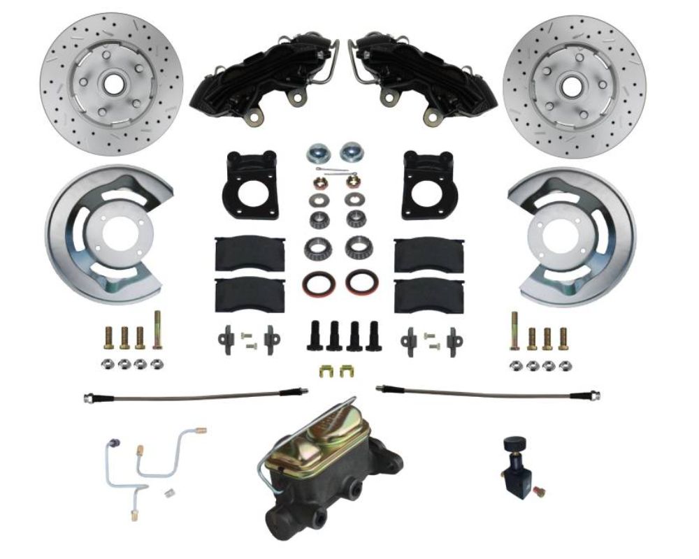 Leed Brakes Manual Front Kit w/ Drilled Rotors & Black Powder Coated Calipers Ford Mustang 1964-1966 - BFC0001-405X