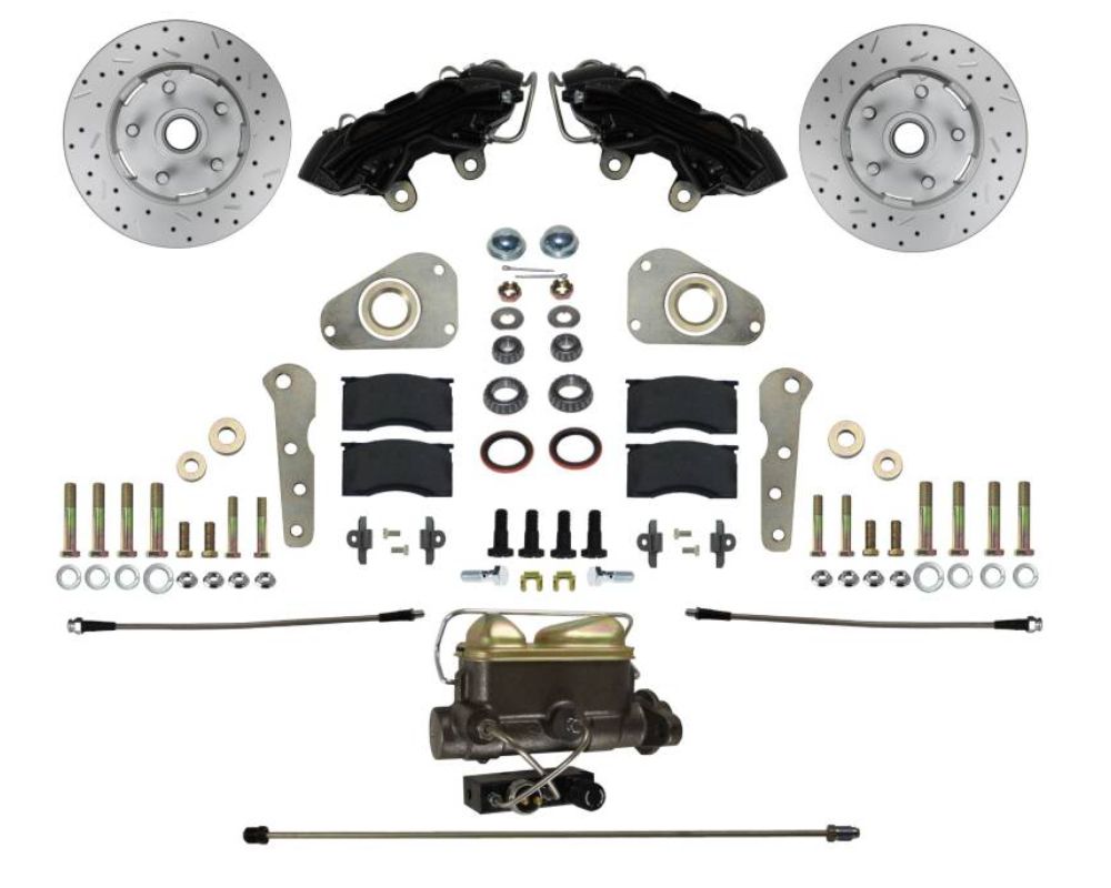 Leed Brakes Power Front Kit w/ Drilled Rotors & Black Powder Coated Calipers Ford Victoria 1960 - BFC0025-405PX