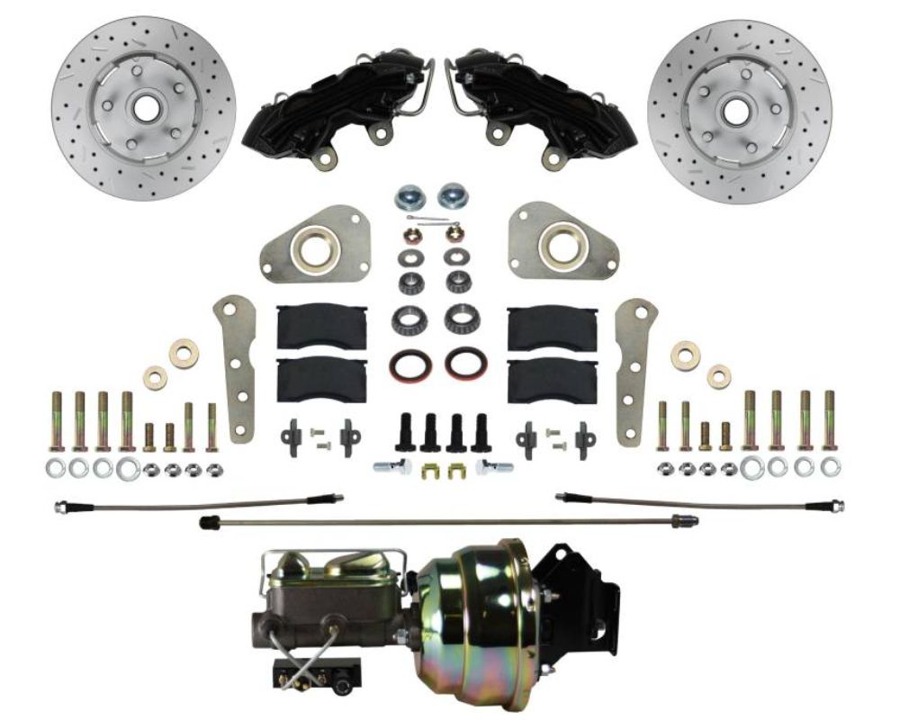 Leed Brakes Power Front Kit w/ Drilled Rotors & Black Powder Coated Calipers Ford Victoria 1960 - BFC0025-8307X