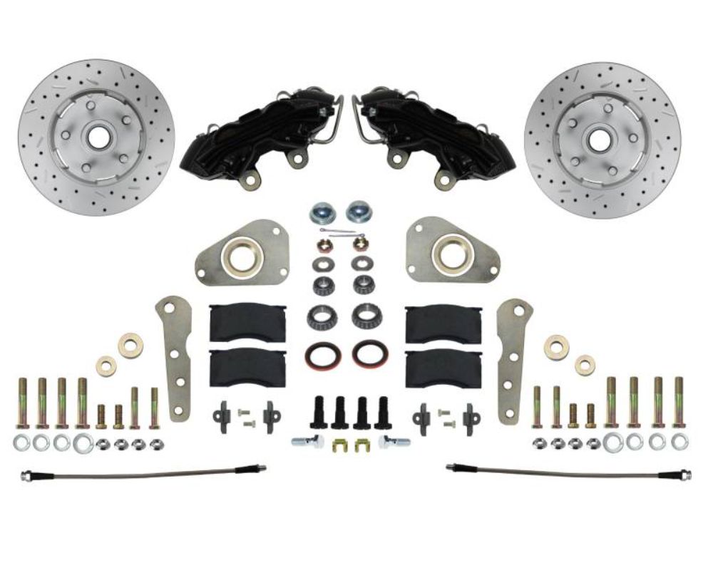 Leed Brakes Spindle Kit w/ Drilled Rotors & Black Powder Coated Calipers Ford Victoria 1957-1960 - BFC0025SMX