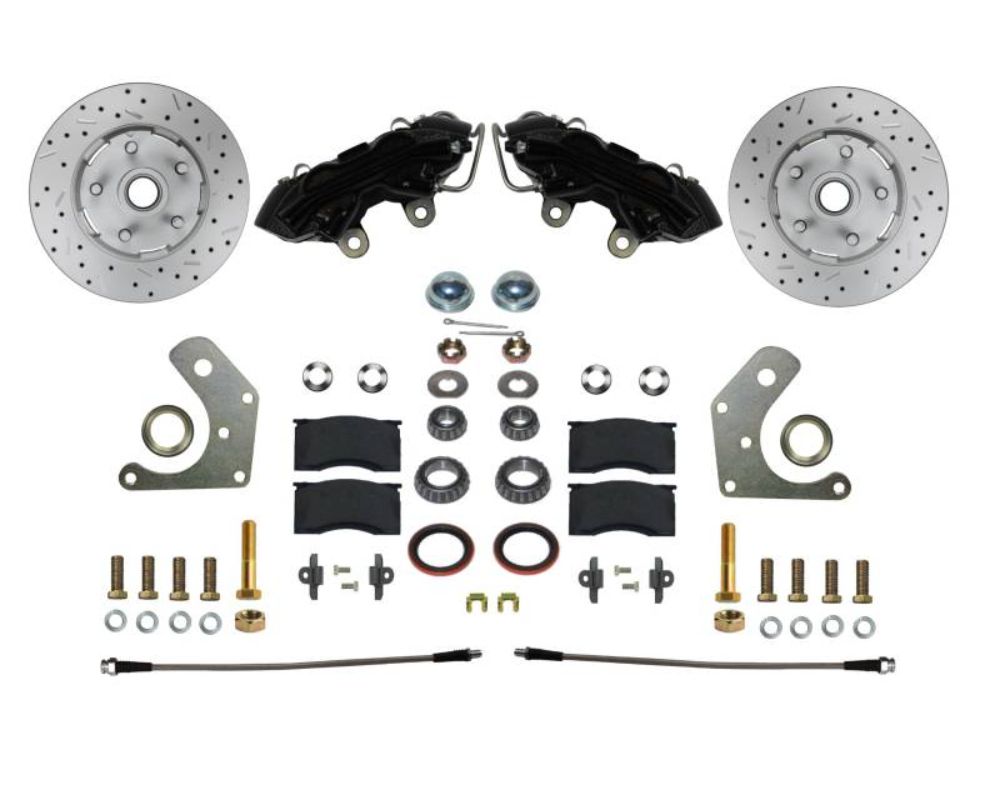 Leed Brakes Spindle Kit w/ Drilled Rotors & Black Powder Coated Calipers Plymouth Savoy 1962-1964 - BFC2002SMX