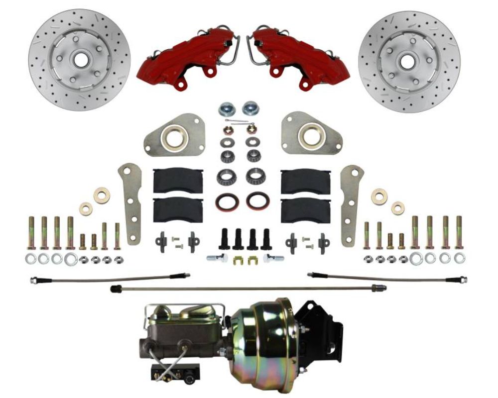 Leed Brakes Power Front Kit w/ Drilled Rotors & Red Powder Coated Calipers Ford Victoria 1957-1960 - RFC0025-Y307X