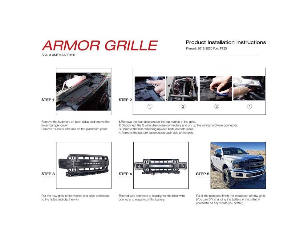 American Modified Armor Grille With LED Off-Road Lights Ford F-150 2018-2020 - AMFMAA00120