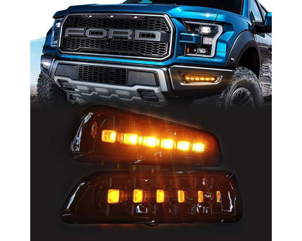 American Modified Front Daytime Running Lights With Sequenal Turn Signal Ford Raptor 2017-2020 - AMFMAC00801