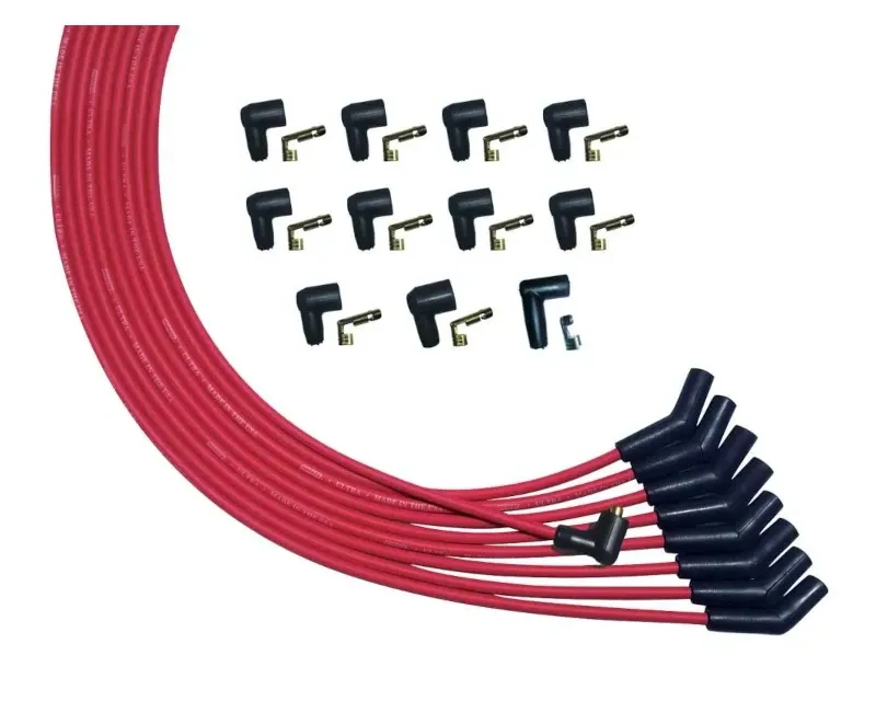 Moroso 135 Deg Plug Non-HEI Unsleeved Ultra Spark Plug Wire Set Red  Universal V8