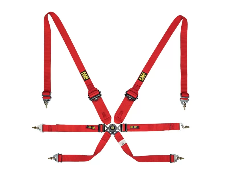 OMP Racing Safety Harness One 2" Endurance Red Pull Down FIA 8853-2016 - DA0-0205-A02-061