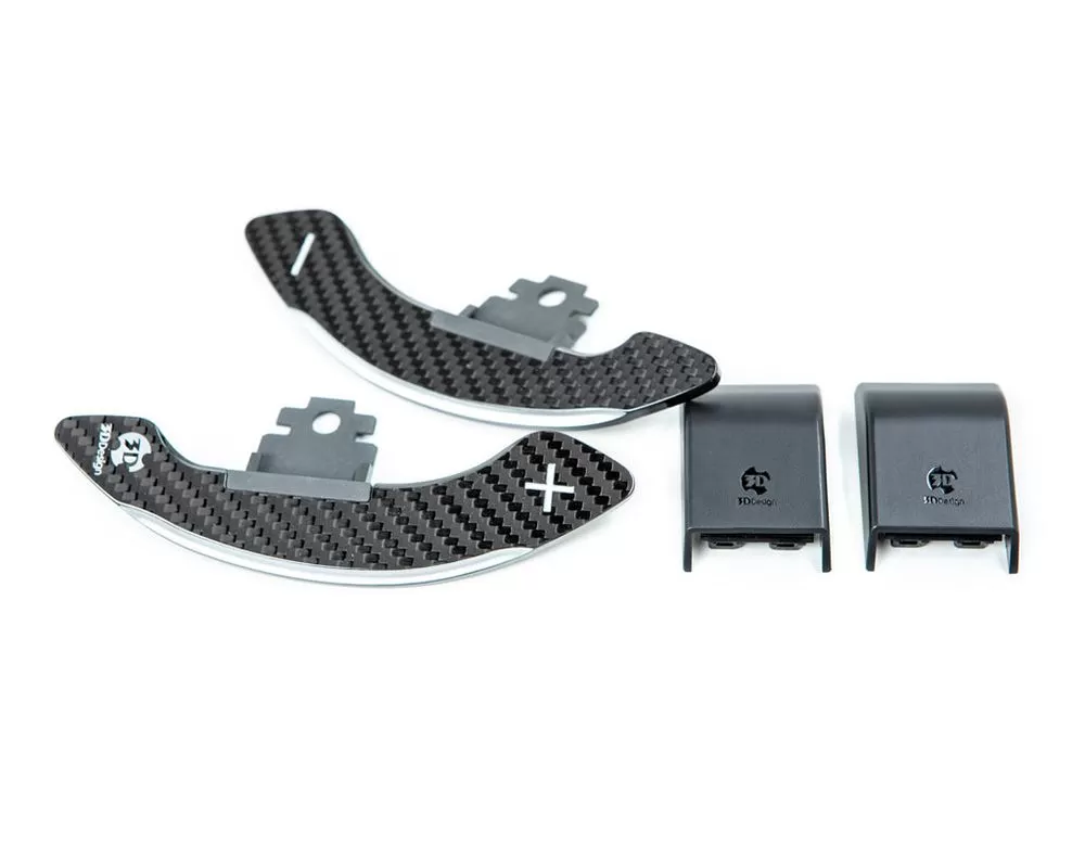 3D Design Dry Carbon Fiber Silver Shift Paddle Set BMW - 6101-00332