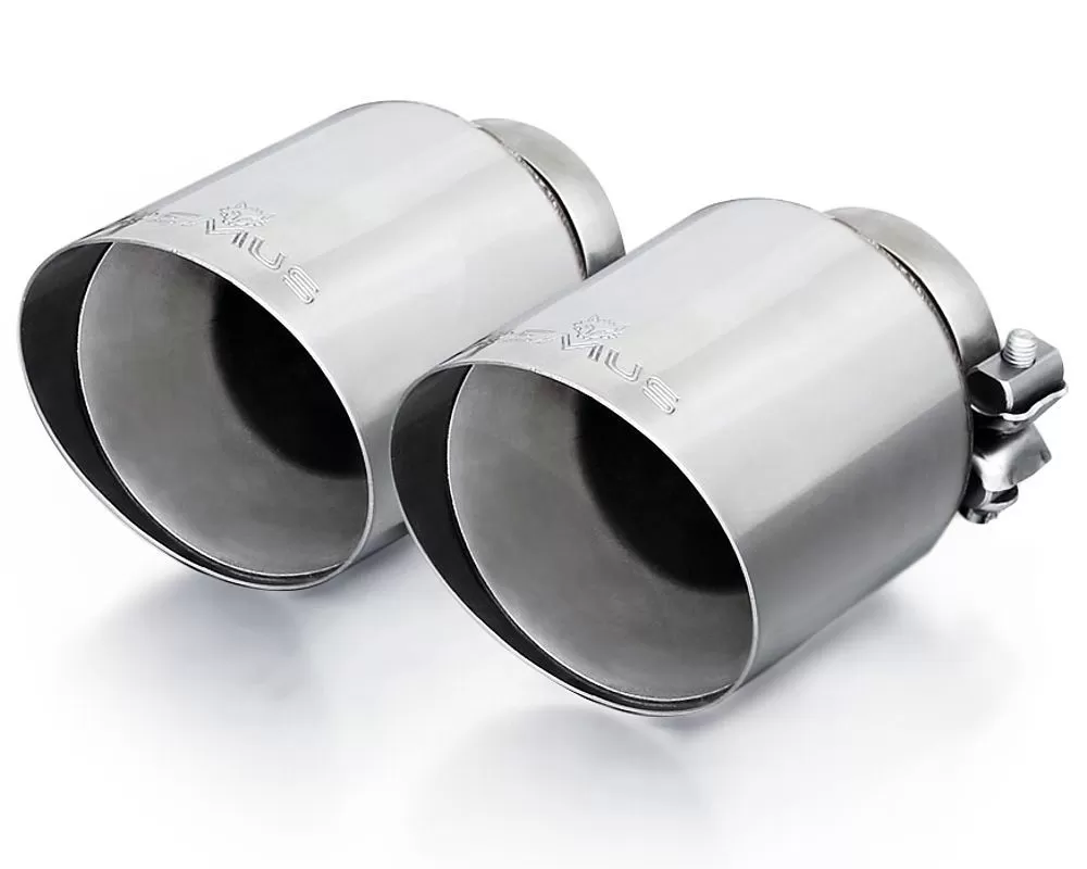 Remus 102mm Short Style Angled Straight Cut Chrome Tail Pipe Set (Quad Tips) - 0446 70SGR