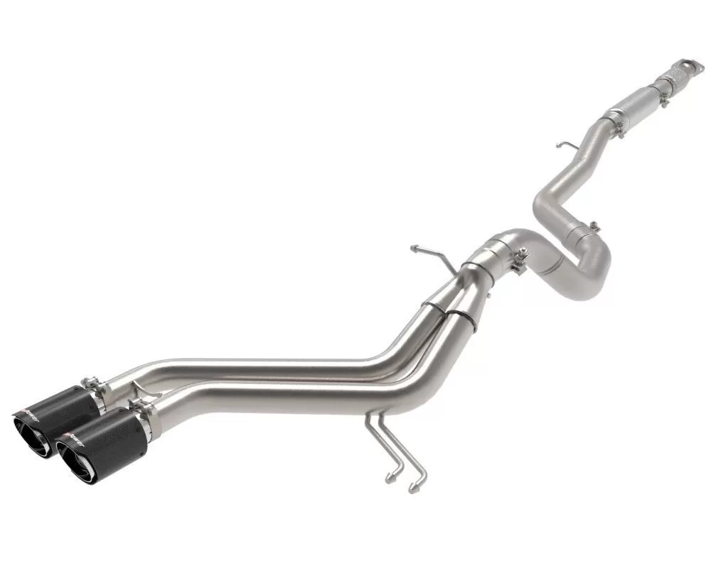 Takeda 2-1/2" - 3" 304 Stainless Catback Exhaust System w/ Carbon Fiber Tips Hyundai Veloster L4 1.6L 2013-2017 - 49-37018-C