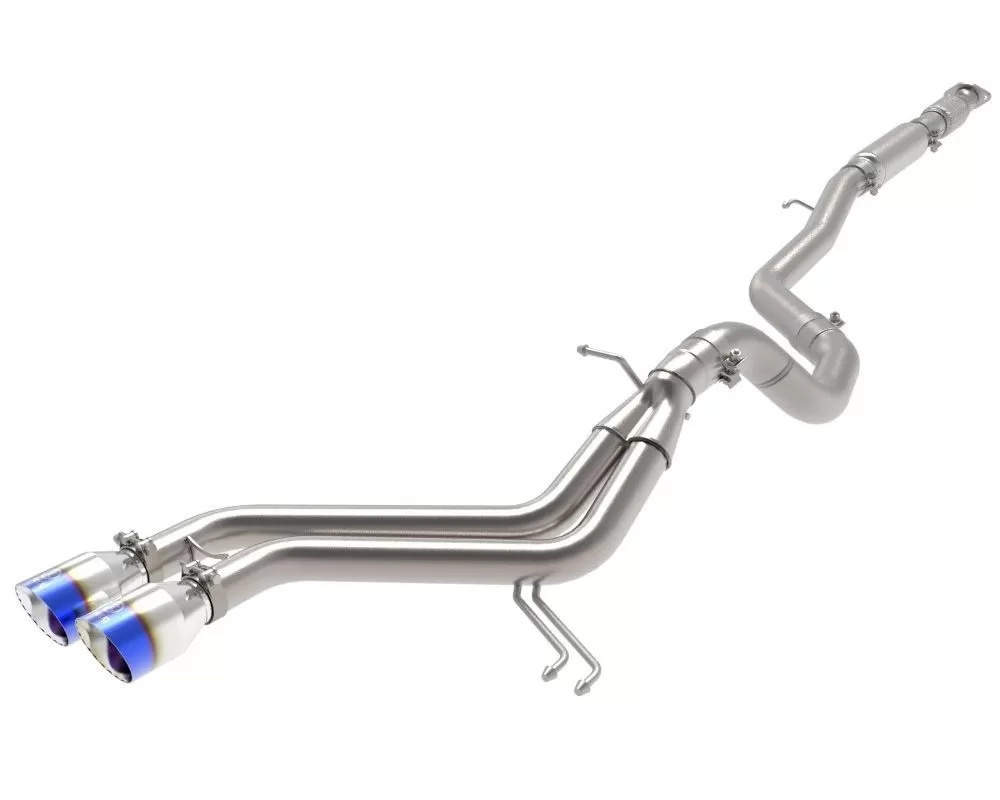 Takeda 2-1/2" - 3" 304 Stainless Catback Exhaust System w/ Blue Flame Tips Hyundai Veloster L4 1.6L 2013-2017 - 49-37018-L
