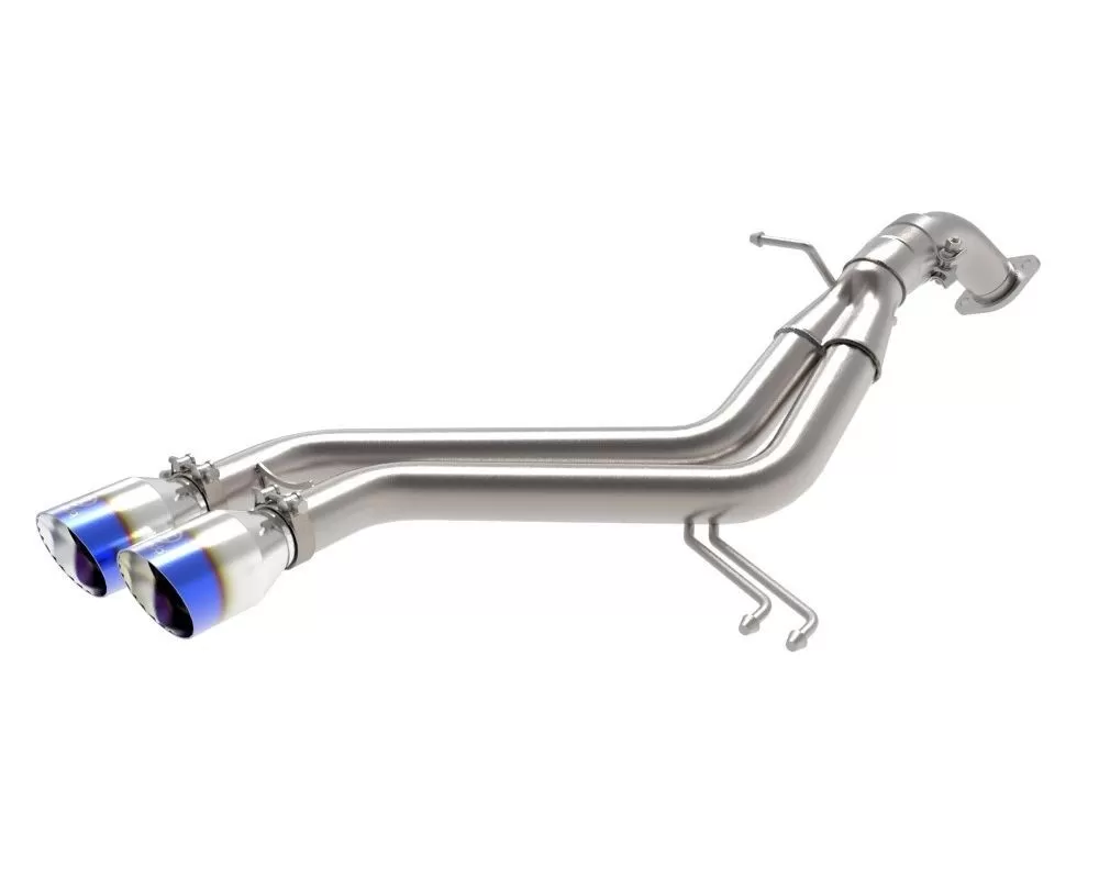 Takeda 2-1/2" 304 Stainless Axle-Back Exhaust System w/ Blue Flame Tips Hyundai Veloster L4 1.6L 2013-2017 - 49-37019-L