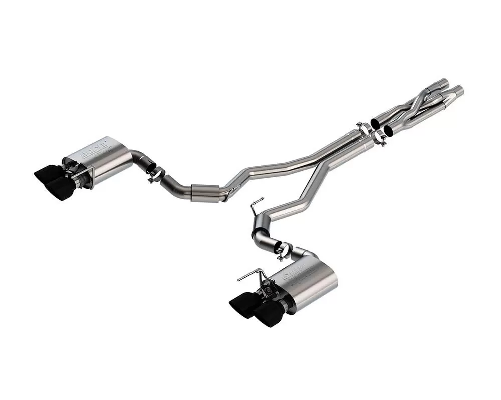 Borla ATAK 3" Catback Exhaust System w/ Black Chrome Short Dual Round Rolled Angle Cut Tip Ford Mustang Shelby GT500 2020-2022 - 140837BC
