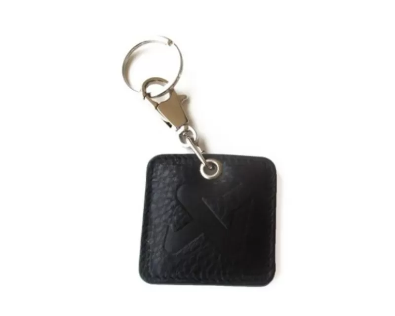 Akrapovic Square Leather Keychain - Black - 800948
