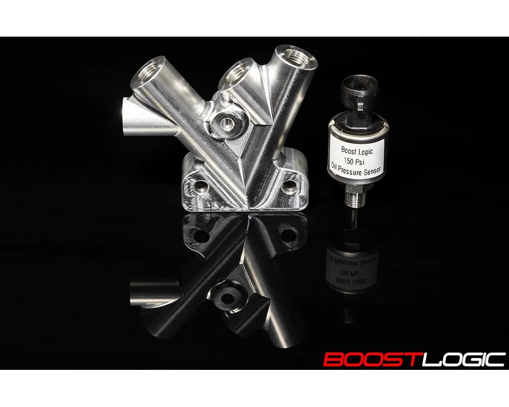 Boost Logic Billet Oil Distribution Block w/ Oil Pressure Sensor Plug and Play Harness Nissan GT-R R35 2009+ - BL 02010617-None