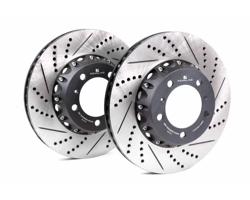 Rennline 2 Piece Rotor Drilled & Slotted Semi-Floating Front Right & Left 330x28mm - CS-117 DS