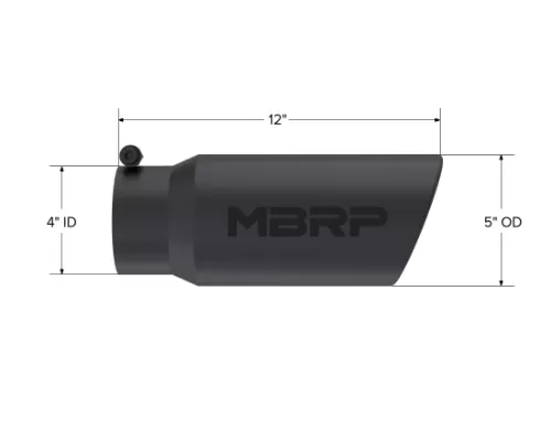 MBRP Black Coated 5" O.D. Angled Rolled End 4" Inlet 12" Length Exhaust Tip - T5051BLK