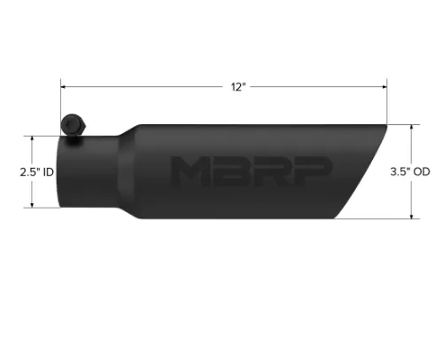 MBRP Black Coated 3.5" O.D. Dual Wall Angled 2.5" Inlet 12" Length Exhaust Tip - T5106BLK